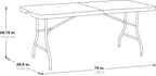 Office Star Resin Rectangle Center-Folding Portable Table for Picnics, Camping, and Tailgating, 6 Feet