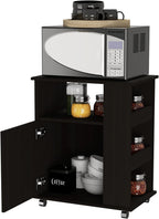 Space-Saving Microwave Shelf Stand Cabinet Kit - 3 Side Shelves - Black