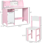 Toddler Table and Chair Set with Whiteboard and Storage Cabinet, Pink | Kids Writing Desk and Homework Table for Drawing, Learning, and Playroom Activities