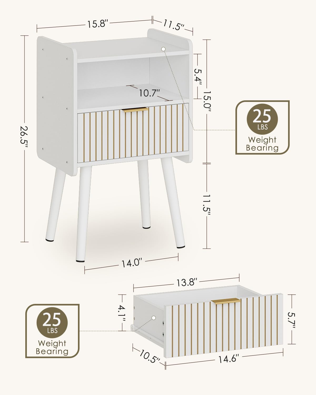 Night Stand, Modern Side Table, Small Nightstand, Wood Bedside Table with Storage Drawer End Table for Bedroom,Living Room,Office,White