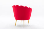 Modern Accent Velvet Chairs Comfy Upholstered Vanity Chairs for Bedroom Armchair Dining Chairs with Golden Metal Legs Desk Chair Makeup Chairs for Living Room （red）