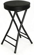 Folding Stool,24 Inch Foldable Portable Height Bar Stools Chair | Adult Tall Collapsible Leather Padded Chair for Kitchen Living Room Garden Camping Fishing