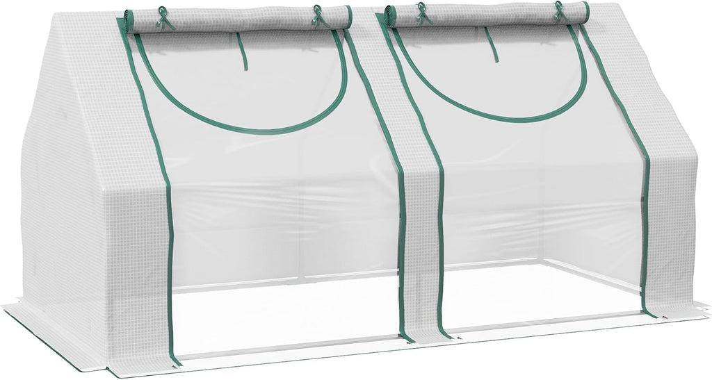 Outsunny 6' x 3' x 3' Portable Greenhouse, Garden Green House with 2 PE/Plastic Covers, Steel Frame and 2 Roll Up Windows, Clear