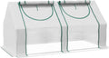 Outsunny 6' x 3' x 3' Portable Greenhouse, Garden Green House with 2 PE/Plastic Covers, Steel Frame and 2 Roll Up Windows, Clear