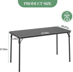 IDEALHOUSE 4 Feet Folding Table, Protable Foldable Card Table, Black | Metal Legs Support, Upholstered PU Leather Tabletop, Heavy Duty, No Assembly Required, Perfet for Indoor and Outdoor