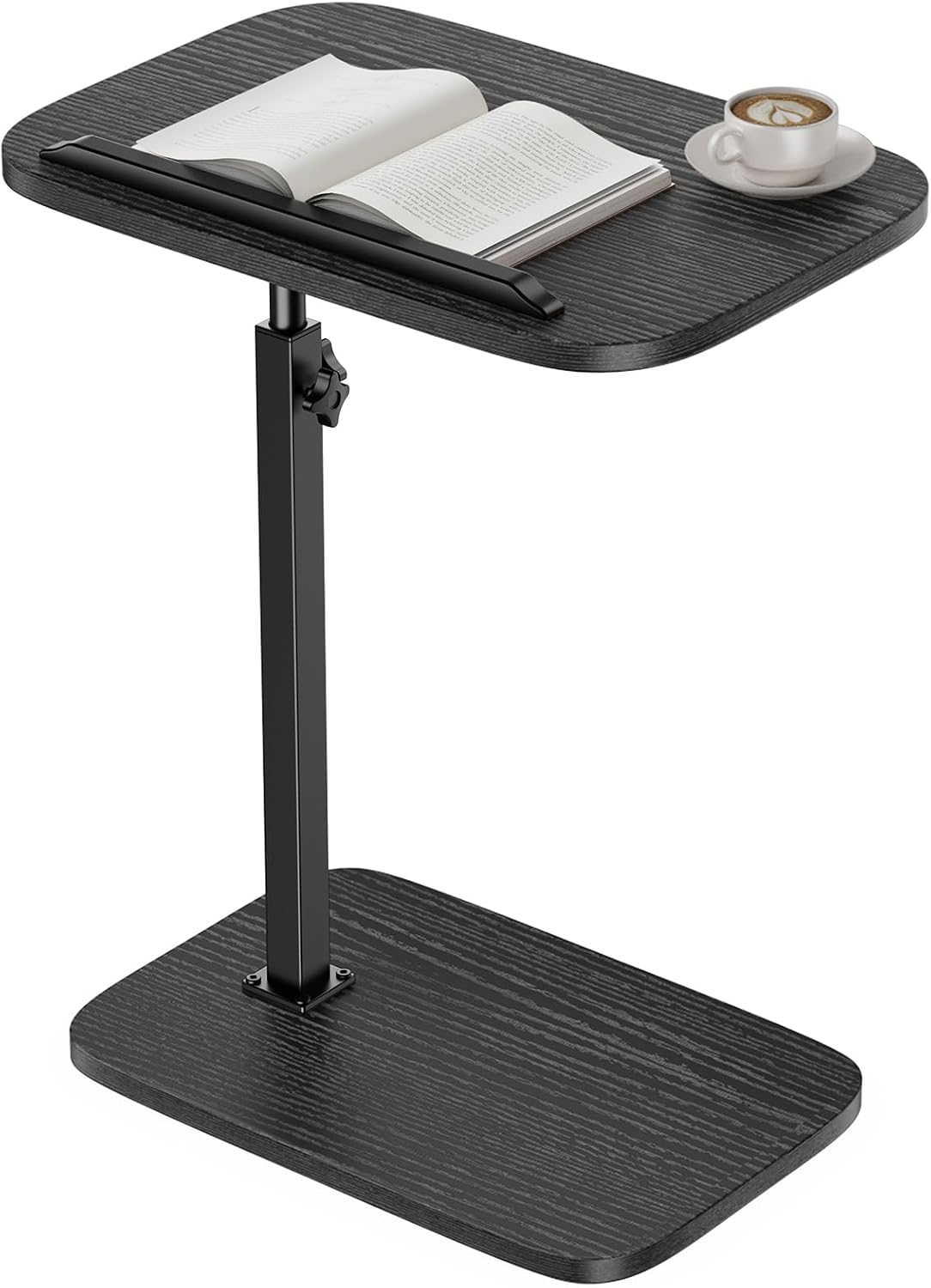 HUANUO TV Tray with Height Adjustment, 360° Swivel, 90° Tilt, Black | 19"–31.5" Height Range, Dual Knobs & Crossbeam for Stability, Anti-slip Bar, Foldable, for Eating & Working Beside Sofa, Bed