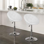 PayLessHere Living Room Vanity Chair Makeup Chair Swivel Accent Chair Round Back Height Adjustable PU Leather Modern Chair for Makeup Room Small Desk,White