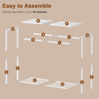 Hoctieon 2 Tier End Table, Sofa Side Table, Narrow Side Table with Storage, Slim Nightstand for Small Spaces, Metal Frame, for Living Room, Bedroom, Sofa Couch, Hall, White