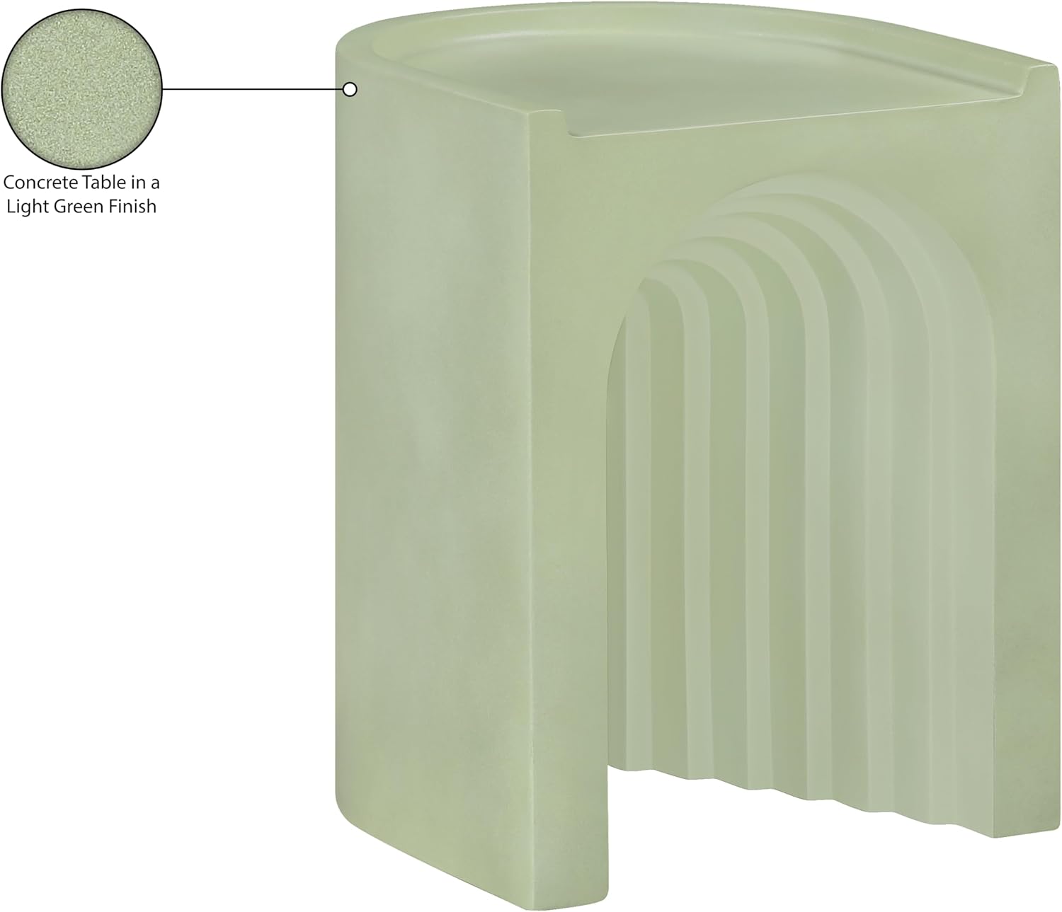 Meridian Furniture 646Green-ET Avenda Collection Art Deco End Table with Finished Concrete that can be Used for Indoors or Outdoors, 14.25" W x 14.25" D x 18.75" H