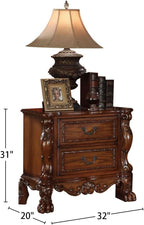 Nightstand with 2 Drawers in Cherry Oak Finish,for Small Spaces