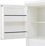 Freestanding Tall Kitchen Pantry Cabinet with 4 Doors and 2 Door Shelves,8 Pull-Out Trays and Adjustable Shelf,for Dining Room (White/F)