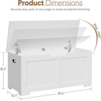 SUPER DEAL Storage Chest, 39 inches Chest Box Organizer with 2 Safety Hinges, Wooden Entryway Shoe Organizer Storage Bench, White