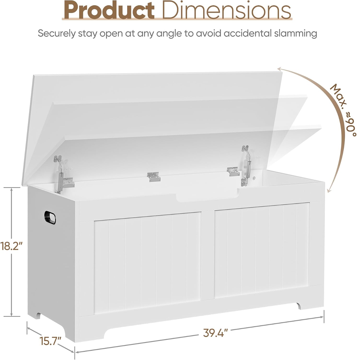 SUPER DEAL Storage Chest, 39 inches Chest Box Organizer with 2 Safety Hinges, Wooden Entryway Shoe Organizer Storage Bench, White