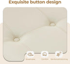 50.5 Inch Storage Ottoman Bench, Faux Leather Tufted Upholstered Bedroom Bench with Safety Hinges, Supports 300 lbs, Large Storage Bench for Living Room, Entryway (Cream)