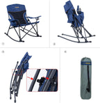 iClimb Padded Folding Rocking Chair Heavy Duty Camping Patio Porch Backyard Lawn Garden Balcony Rocker Indoor Outdoor with Carry Bag