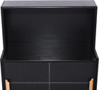 Countertop Kitchen Pantry - 3 Tier Bamboo Sideboard with Sliding Glass Doors, Dining Cupboard Storage Cabinet for Spices and Seasoning Bottles