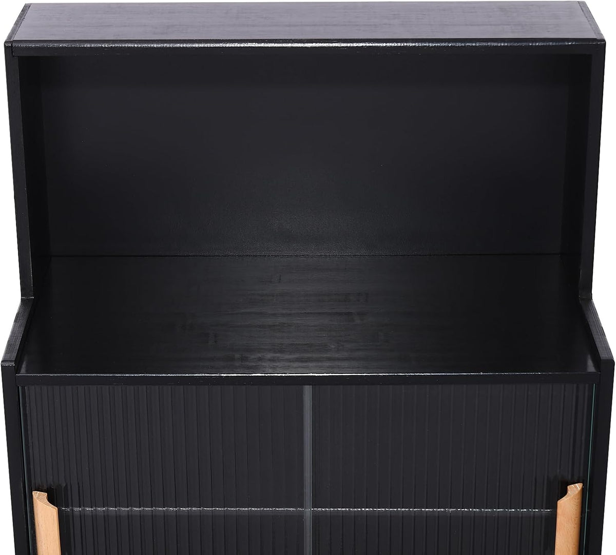 Countertop Kitchen Pantry - 3 Tier Bamboo Sideboard with Sliding Glass Doors, Dining Cupboard Storage Cabinet for Spices and Seasoning Bottles