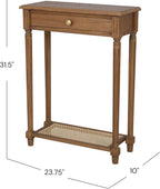 East at Main Lenora Console Table – 23.75” Narrow Entryway Table with Storage & Cane Shelf – Solid Wood Accent Table for Hallways, Foyers, and Small Spaces – French Country & Traditional Style