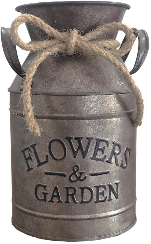 Vintage Rustic Antique Decorative Flower Vase Milk Tin Can for Centerpieces, Home Decor or Gift
