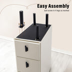 Homcosan Night Stand Small Size 9.84", Modern Minimalist Bedside Table with 3 Drawer, Easy Assembly, Narrow End Table for Small Space, Bedroom, Vanity, Dorm (Cream)