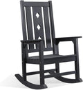 Outdoor Rocking Chair, Oversized Rocking Chair for Adults, All Weather Resistant Porch Rocker for Lawn Garden, 350lbs Weight Capacity - Black
