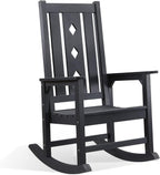 Outdoor Rocking Chair, Oversized Rocking Chair for Adults, All Weather Resistant Porch Rocker for Lawn Garden, 350lbs Weight Capacity - Black