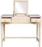 Solid Wood Vanity Table With Bench, Unfinished