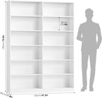 FACBOTALL Bookshelf Tall Bookcase, 6-Tier Double Wide Bookshelves, White