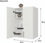 24 x 33 Inch Wall Cabinet Set of 2, Kitchen Wall Mounted Wooden Storage Cabinet, Double Door Cabinet with Soft Close, Metal Handle, Adjustable Shelf for Kitchen Laundry Bathroom Garage, White