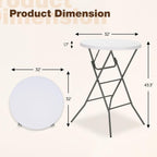 32" Round Folding Table, Portable Bar Height Folding Table with Detachable Legs, Round Foldable Table with HDPE Top for Standing Parties, Balcony, Event, Indoor Outdoor Use (White, 2 Pack)