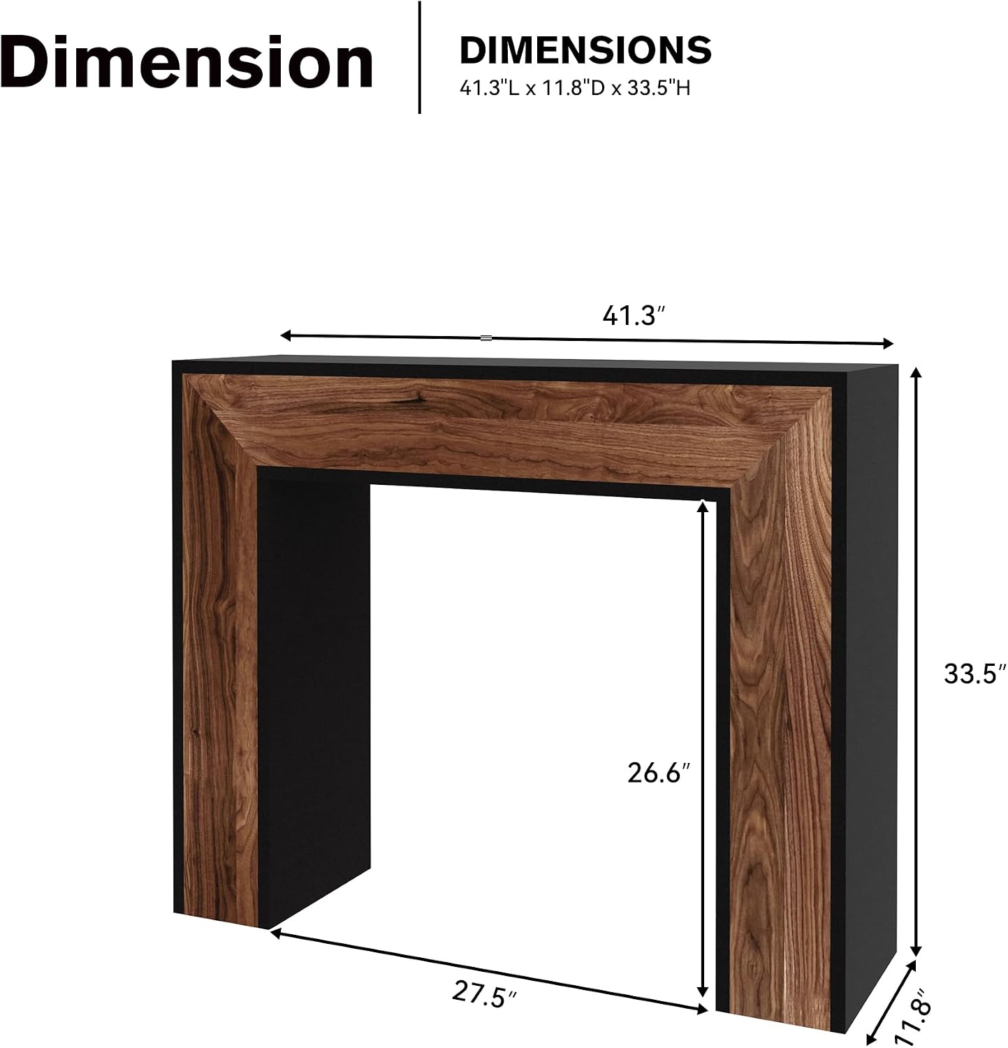 41" Entryway Table with LED Light, Farmhouse Wood Console Table Behind Couch, Rustic Narrow Sofa Table for Living Room, Rustic Wood Entry Table for Entryway, Hallway, Foyer, Black/Walnut