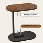 TY&WJ Small Side Table End Table,C Shaped Oval Coffee Table Wooden TV Tray Narrow Couch Arm Tray Tables for Snack Drink Tray Living Room Bedroom,F,60x45x30cm(24x18x12inch)