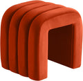 Flouki Velvet Ottoman Stools, Multifunctional Arch Ottomans, Makeup Vanity Stools, Ottomans for Bedroom, Dorm, Side Table Seat for Living Room, Entryway (Rust)