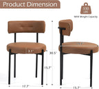 AVAWING Brown Faux Leather Dining Chairs Set of 4, Modern Kitchen Chairs with Black Metal Legs and Curved Backrest, Round Dining Room Chairs for Dining Room and Kitchen