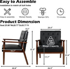 Waiting Room Accent Chairs Set of 2, Black Leather ArmChairs, Office Guest | STHOUYN Mid Century Modern, Wood Arms, Office Lobby Living Room Chair