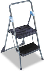 Cosco Commercial 2-Step Folding Stool, 300 lb Capacity, 20.5 x 24.75 x 39.5, Gray