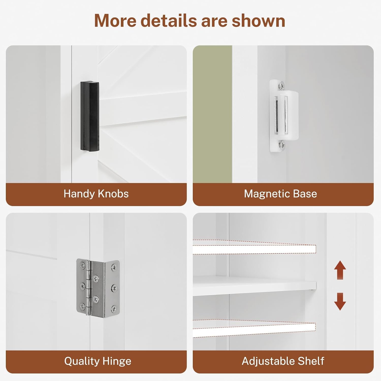 TEENFON 67" H Tall Storage Cabinet with 2 Doors, Bathroom Storage Cabinet, Kitchen Pantry Cabinets for Living Room, Dining Room, Bathroom, White