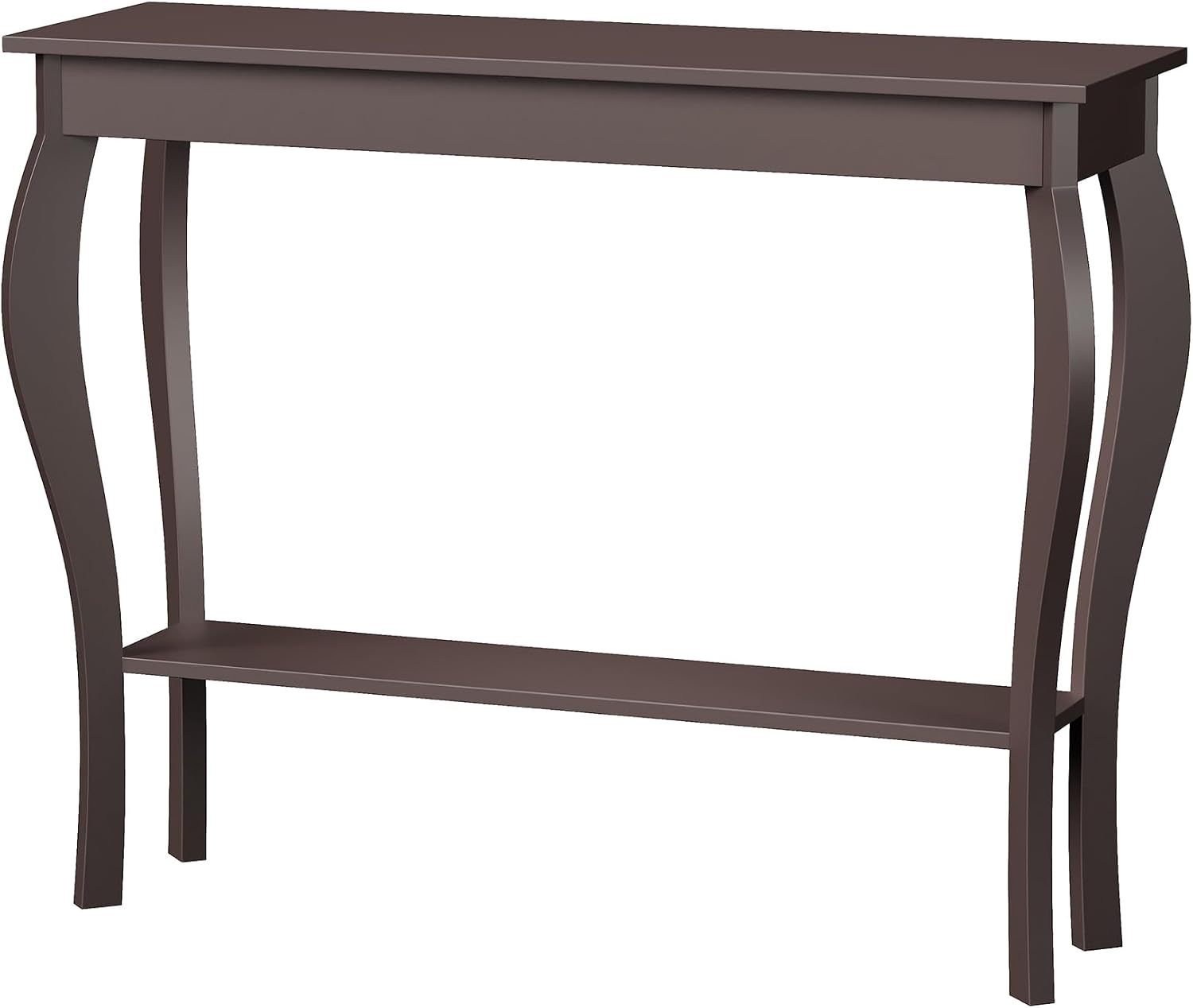 ChooChoo 39" Narrow Entryway Table with Storage Shelf, Espresso | Console Table with Curved Legs, Chic Accent Sofa Table with Shelves for Entryway, Living Room, Hallway