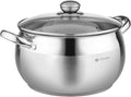 Daniks Classic Stainless Steel Stock Pot with Glass Lid – Induction 4 Quart, Dishwasher Safe, Measuring Scale, For Soup, Pasta, Stew, Silver