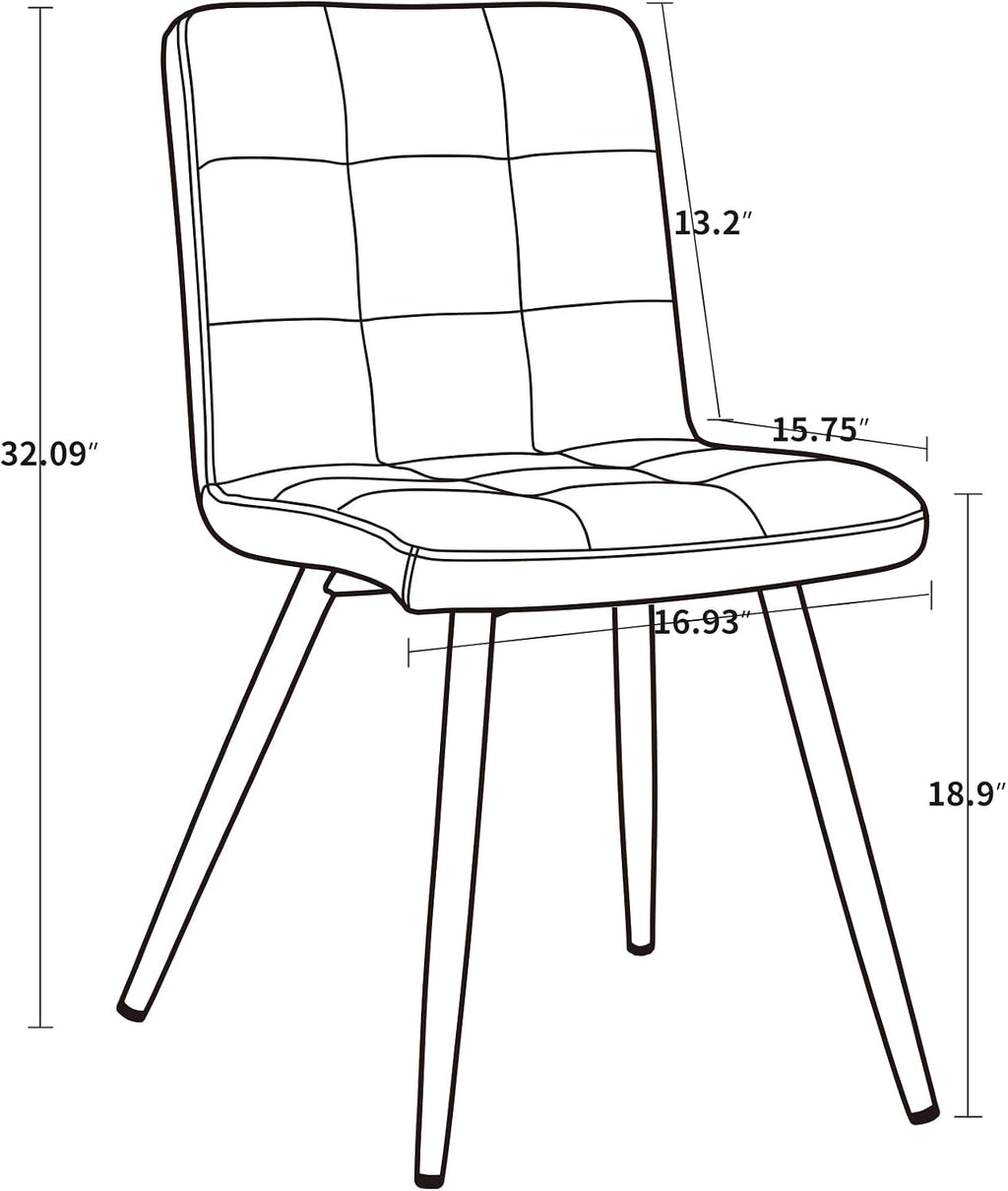 DUHOME Fabric Dining Chairs Set of 4, Black Metal Leg Accent Chairs Grey | Soft fabric upholstered accent chairs, sturdy black metal legs, for living room kitchen vanity reception room
