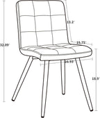 DUHOME Fabric Dining Chairs Set of 4, Black Metal Leg Accent Chairs Grey | Soft fabric upholstered accent chairs, sturdy black metal legs, for living room kitchen vanity reception room