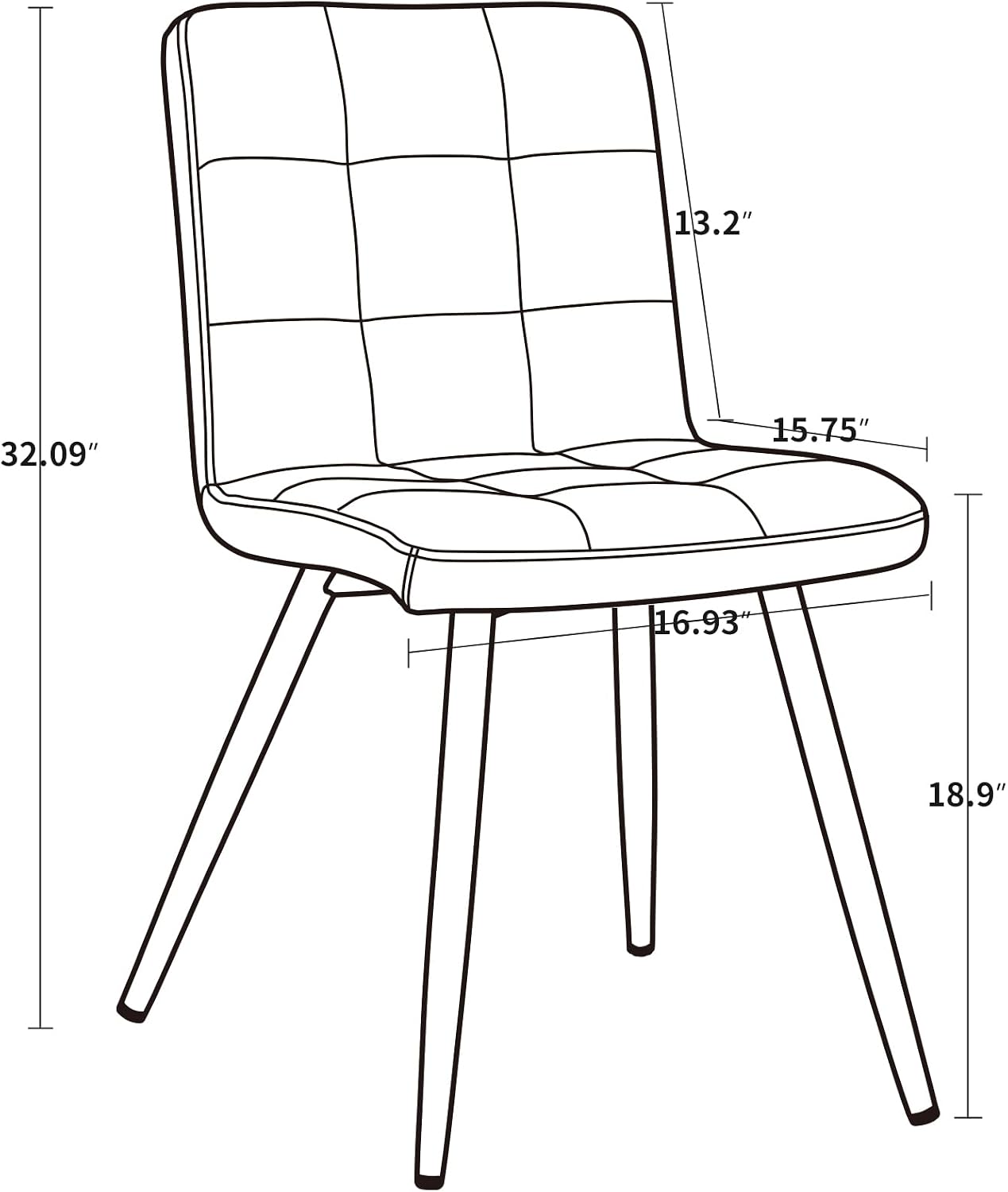 DUHOME Fabric Dining Chairs Set of 4, Black Metal Leg Accent Chairs Grey | Soft fabric upholstered accent chairs, sturdy black metal legs, for living room kitchen vanity reception room