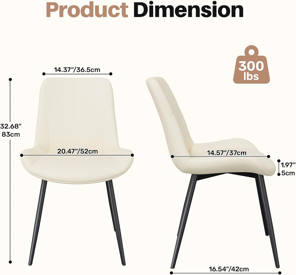 Miereirl Dining Chairs Set of 4, Modern Upholstered Dining Chairs, Kitchen Chairs with Cushioned Seat and Back, Armless Side Chairs with Metal Legs for Dining Room Kitchen