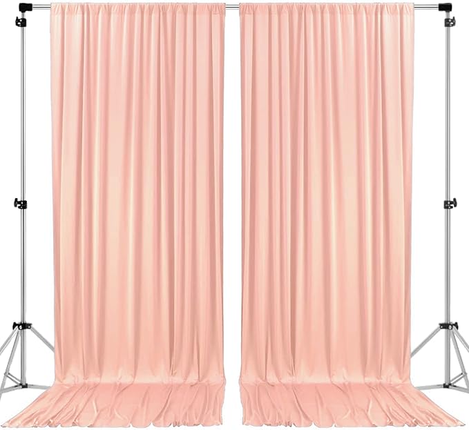 AK TRADING CO. Polyester Backdrop Drapes Curtains Panels with Rod Pockets - Wedding Ceremony Party Home Window Decorations - Peach, 5 ft x 10 ft