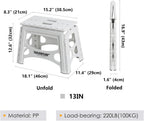 SHIMOYAMA Folding Step Stool, 13IN Step Stool for Adults, Collapsible Camping Stool for Indoor and Outdoor Use, Picnic, White