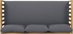 Christopher Knight Home Claremont Outdoor 3 Seater Acacia Wood Daybed with Fabric Water Resistant and Removable Cushions, Patio Garden Sofa with Slat Paneling Armrest and Back, Teak and Dark Grey