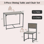 Giantex 3-Piece Dining Table Set for 2, Small Industrial Kitchen Table with 2 Chairs, Metal Frame, Space Saving Dinette Set for Breakfast Nook Dinner Small Space Apartment Living Room, Grey Oak