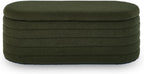 Modern Oval Storage Ottoman Bench, Upholstered Boucle Teddy Fabric End of Bed Bench with Storage, End of Bed Stool with Safety Hinge for Bedroom, Living Room, Entryway, Dark Green