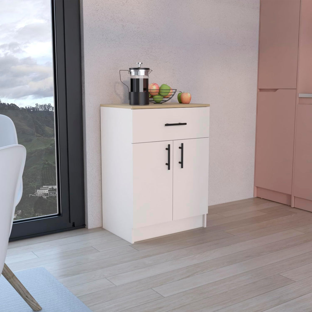 Multistorage Pantry Cabinet, One Drawer, Two Interior Shelves Ivory - Natural Oak