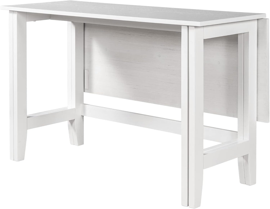 GDFStudio Marford 47" Extendable Dining Table, Modern Rectangular Kitchen Dinner Table for 4 with Drop Leaf, Wooden Dining Furniture for Kitchen Office Conference Room, Console Dining Table, White